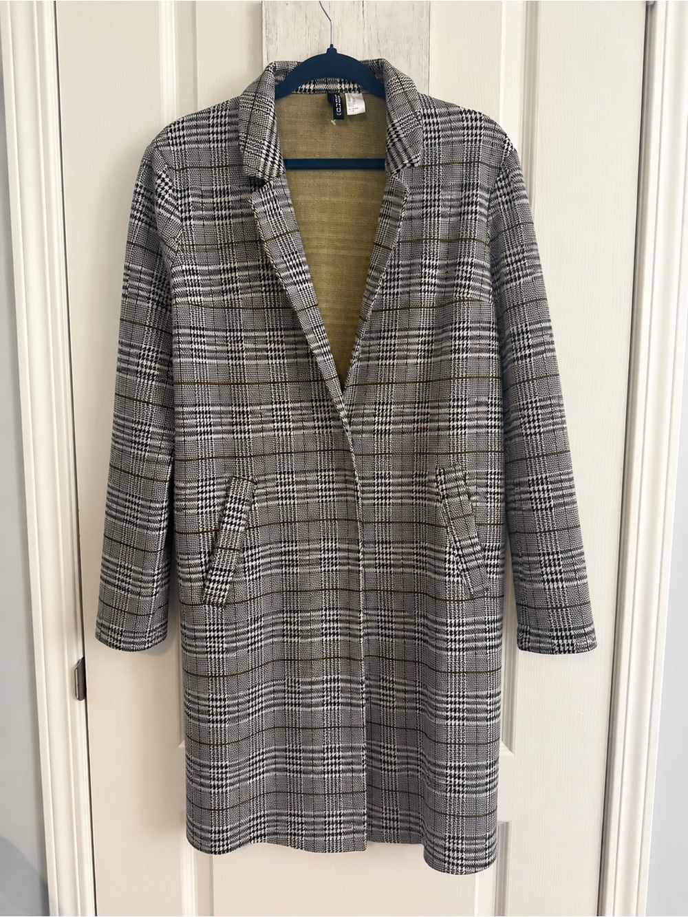 H&M Checked Long Blazer XS